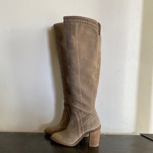 Knee high tan suede boots 8.5
